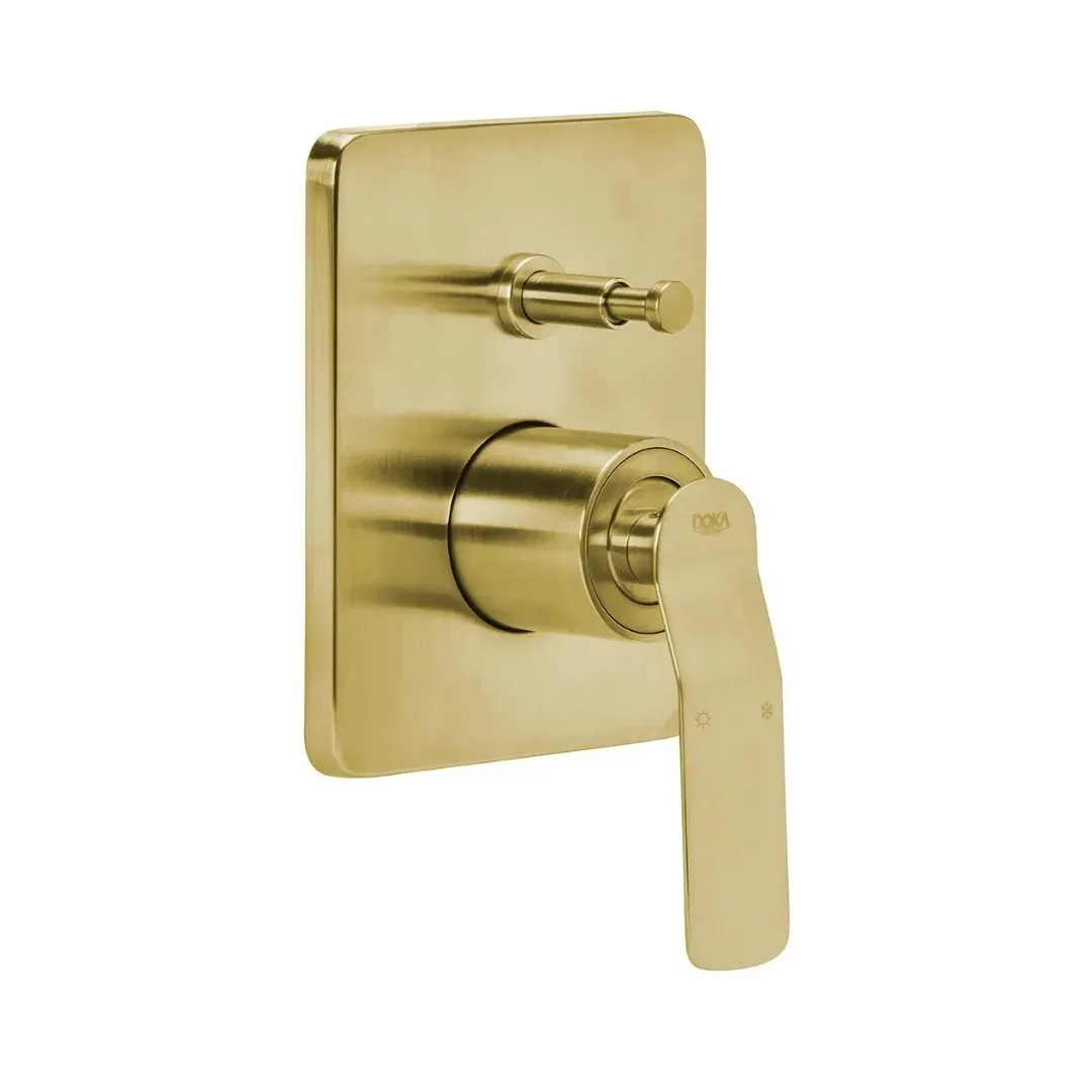 Acabamento de Registro Monocomando com Desviador Brushed Gold Doka Rainbow