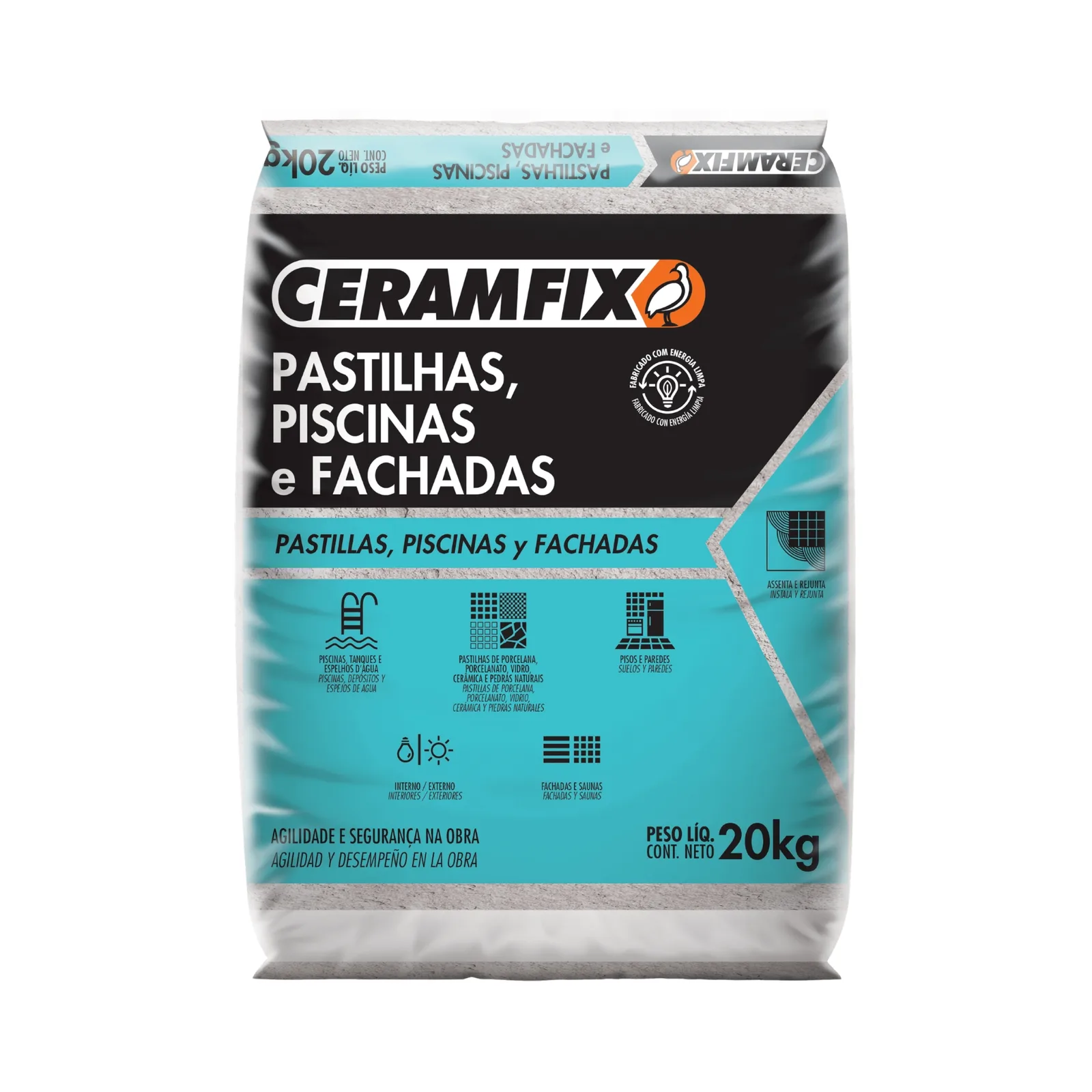 Argamassa Ceramfix Pastilha/Piscina/Fachada Autofugante Branca 20 Kg