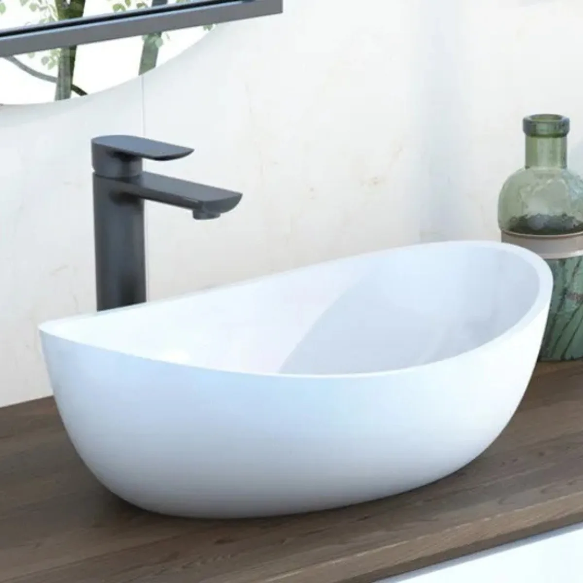 Cuba de Apoio Oval 50x34cm para Banheiro Branco Fosco Sabbia Sampa