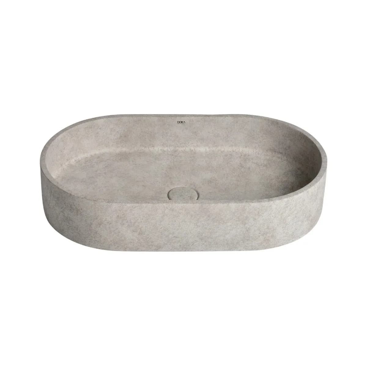 Cuba de Apoio Oval 60x35cm para Banheiro Light Concrete Doka GeoStone