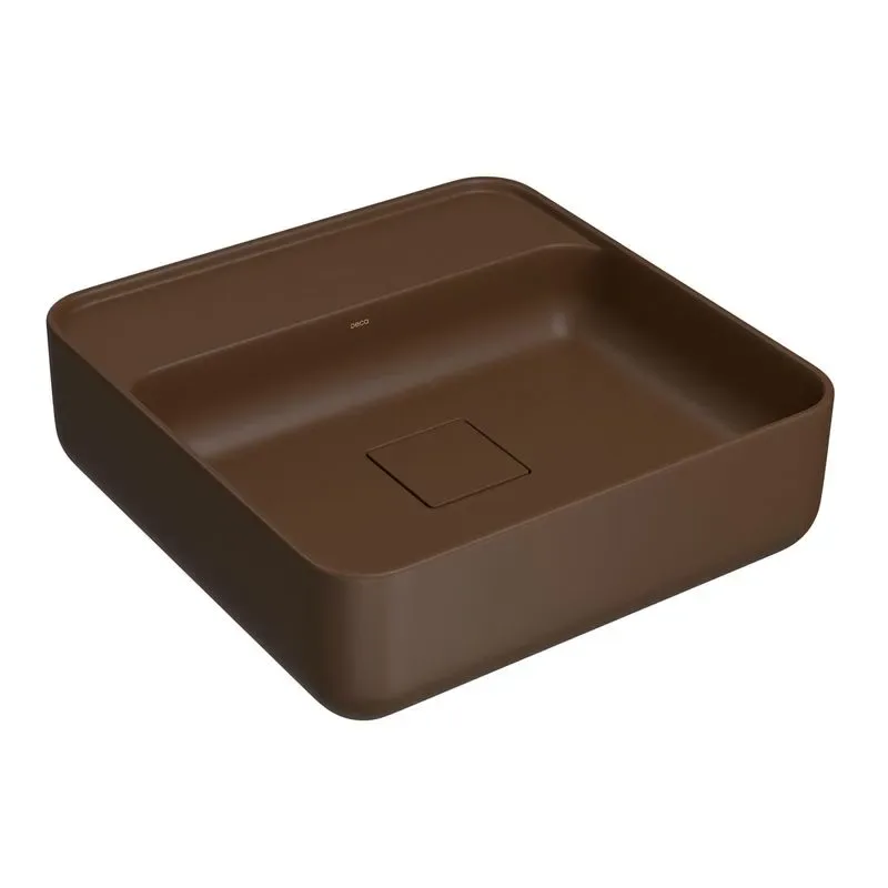 Cuba de Apoio com Mesa Quadrada 40x40cm para Banheiro Marrom Fosco Deca Slim