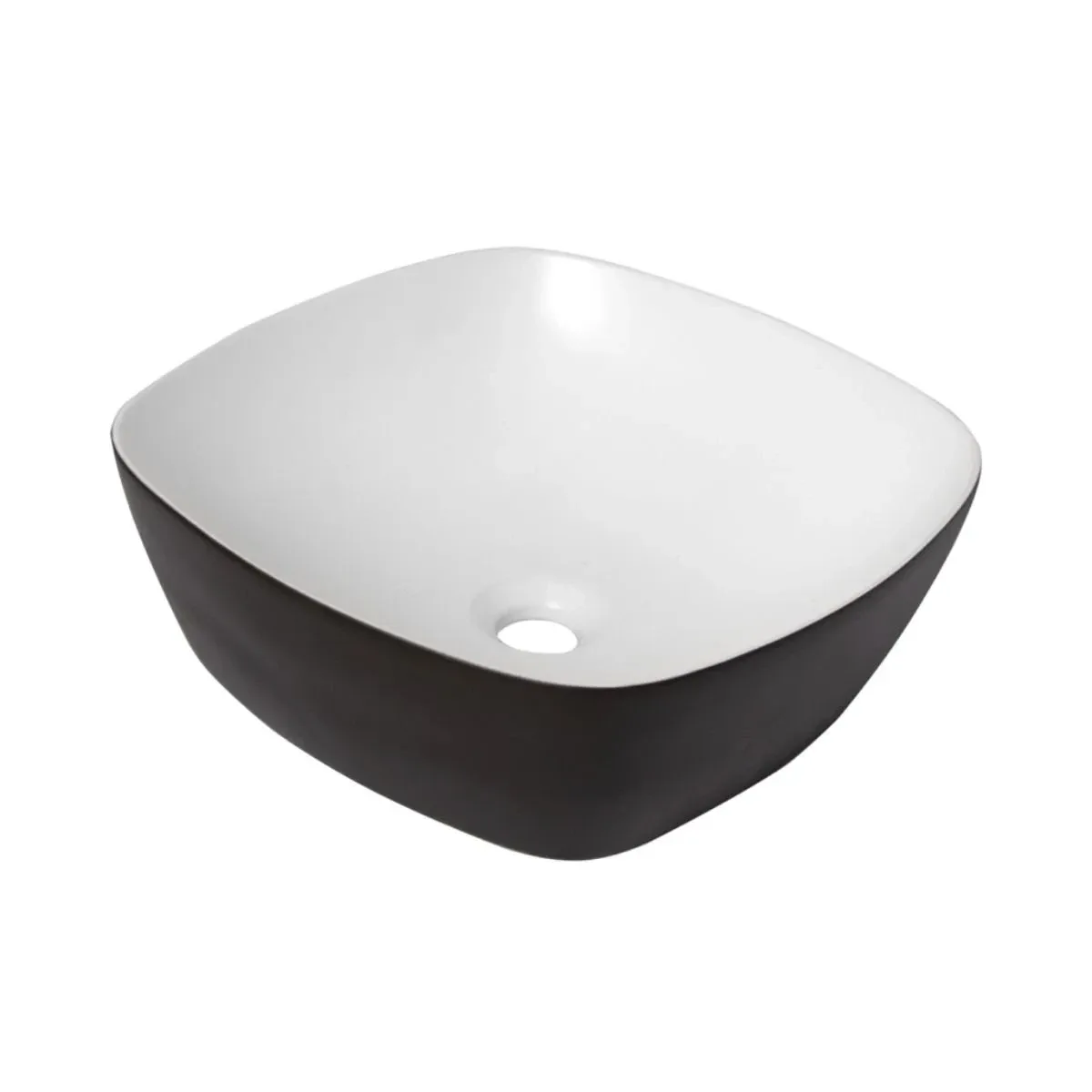 Cuba de Apoio para banheiro Quadrada 40x40cm Preta e Branca Lexxa Bagno LX500BW