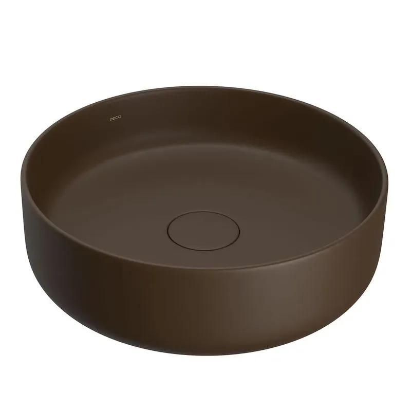 Cuba de Apoio Redonda 40cm para Banheiro Marrom Fosco Deca Slim