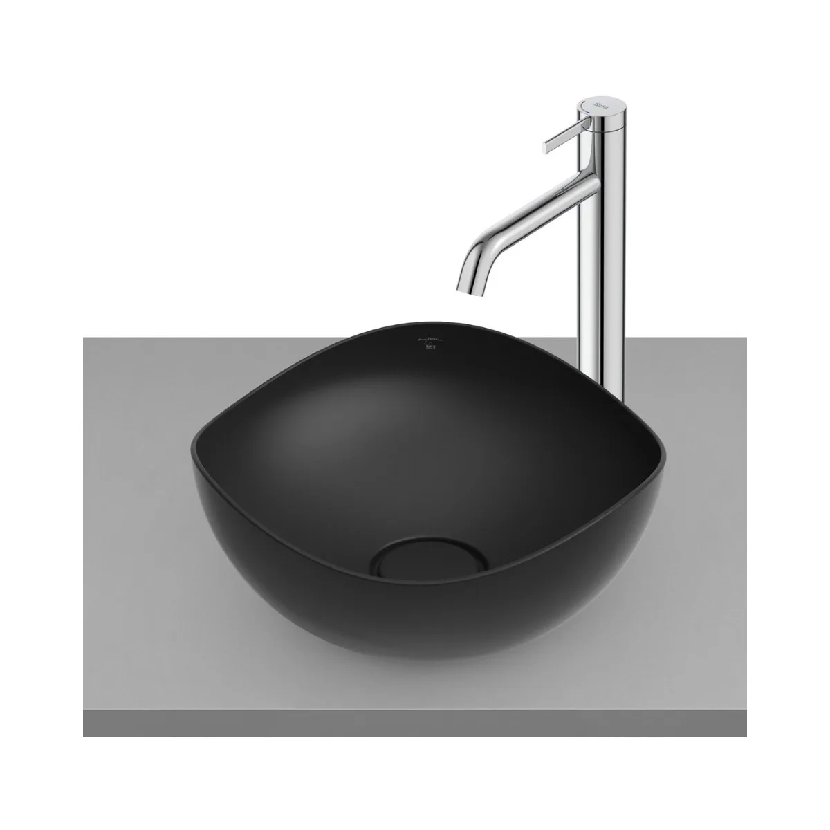 Cuba de Apoio Redonda 37cm para Banheiro Matte Black Roca Ruy Ohtake