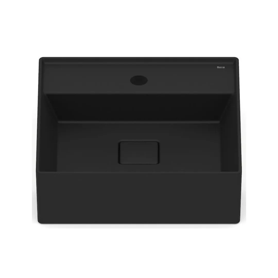 Cuba Quadrada De Semi Encaixe Para Banheiro Matt Black 40x40 Roca Terra T10