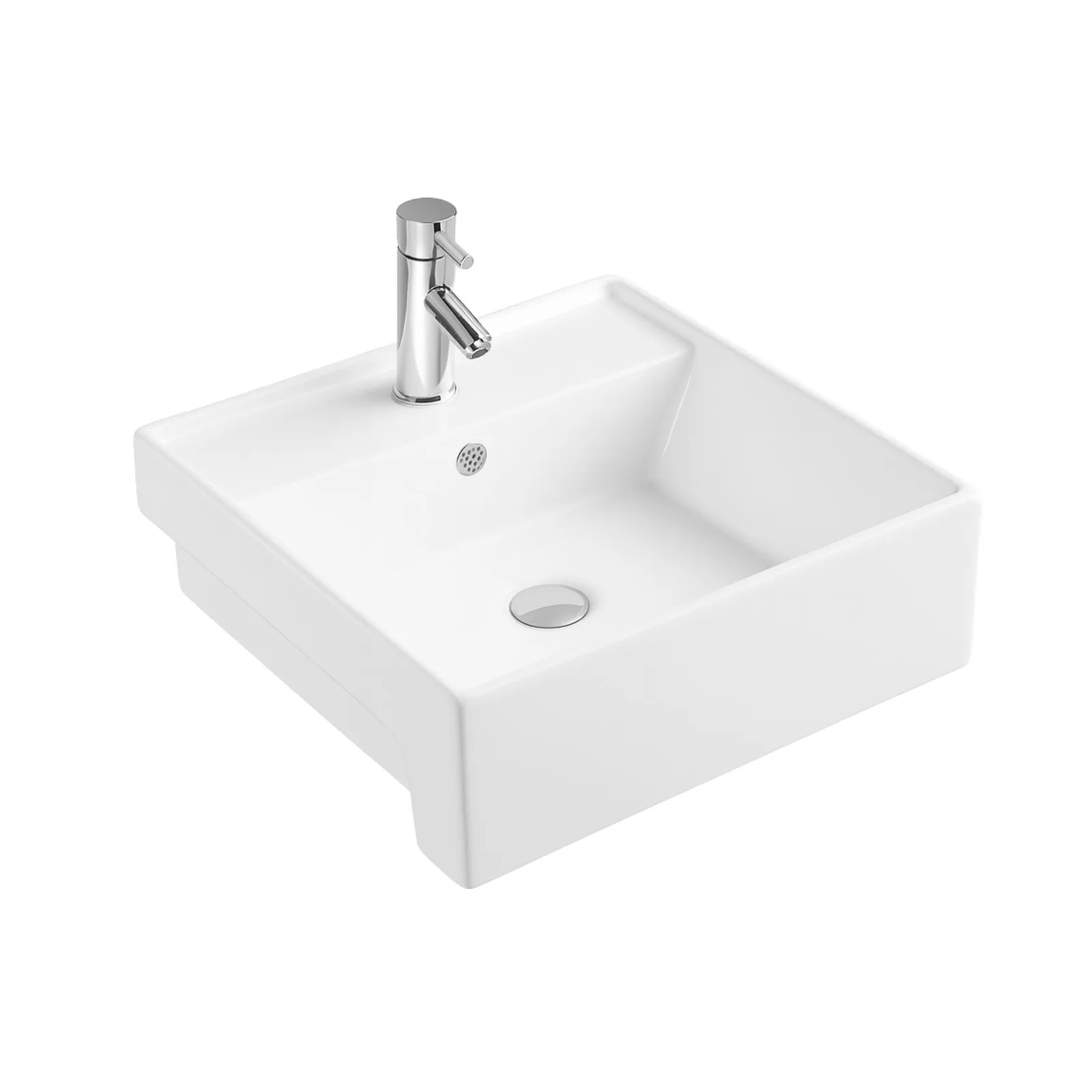 Cuba de Semiencaixe Quadrada 38x38cm para Banheiro Branca Vivace
