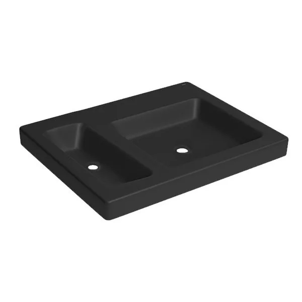 Cuba de Sobrepor para banheiro Retangular Ébano Fosco com grade Black Noir Deca L.131