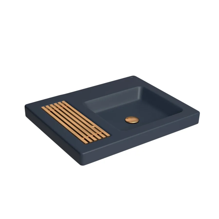 Cuba de Sobrepor para banheiro Retangular sem grade Navy Blue Deca L.131
