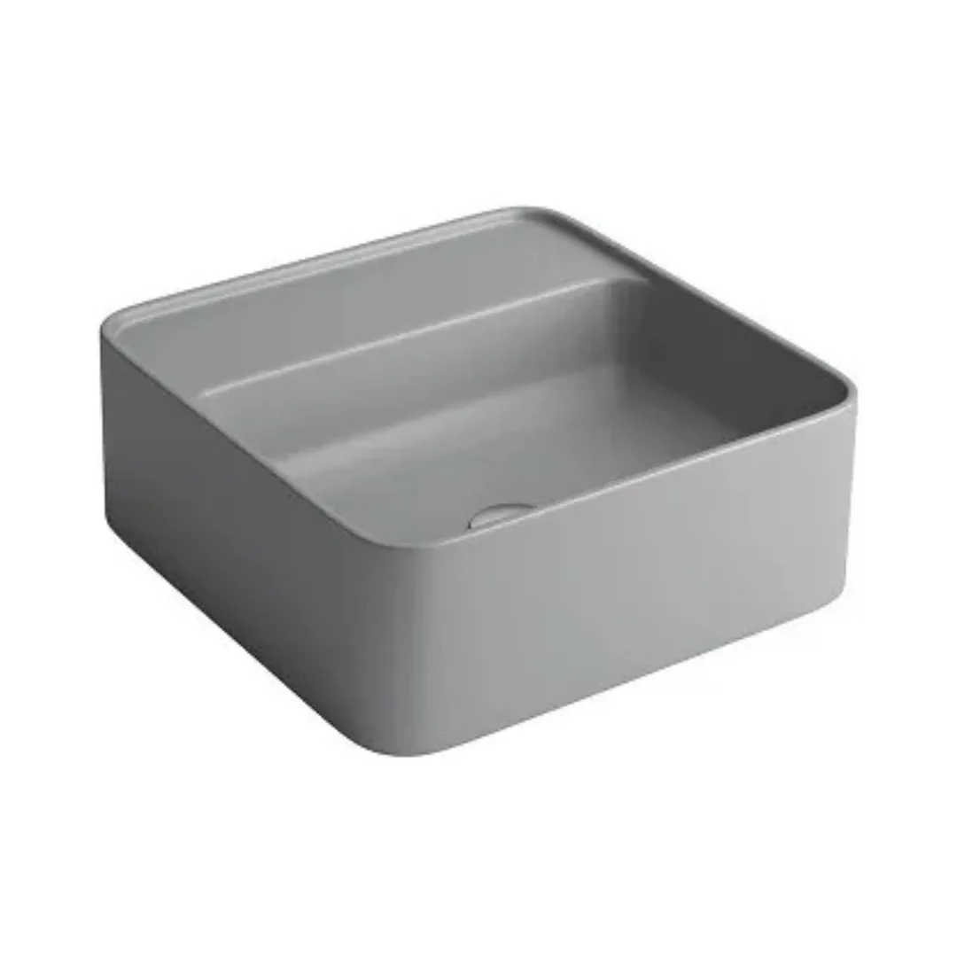 Cuba de Apoio com Mesa Quadrada 40x40cm para Banheiro Cinza Fosco Deca