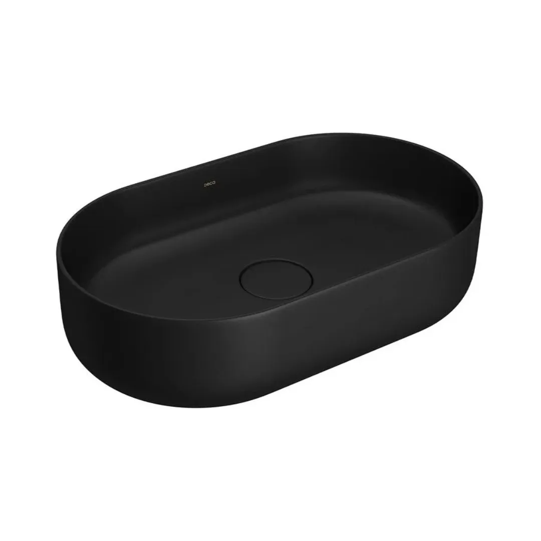 Cuba de Apoio Oval 50x29cm para Banheiro Ébano Fosco Deca Slim