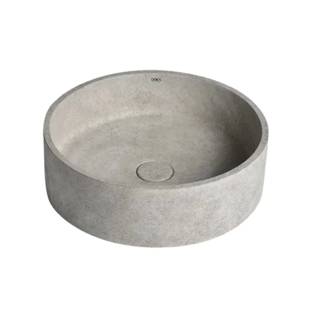 Cuba de Apoio Redonda 39cm para Banheiro Light Concrete Doka GeoStone