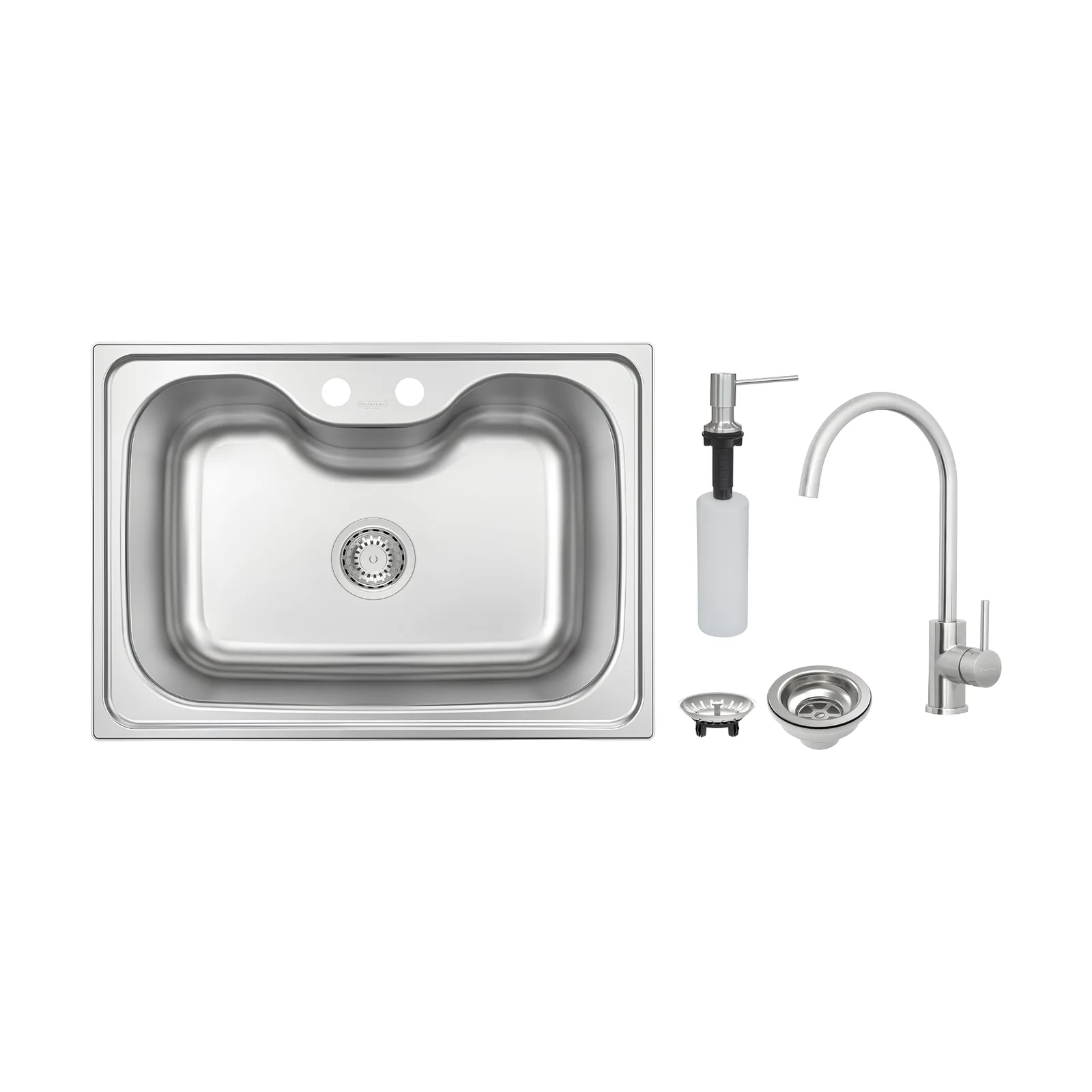 Cuba Inox com Monocomando, Dosador de Sabão e Válvula Tramontina Morgana 60 FX Undermount
