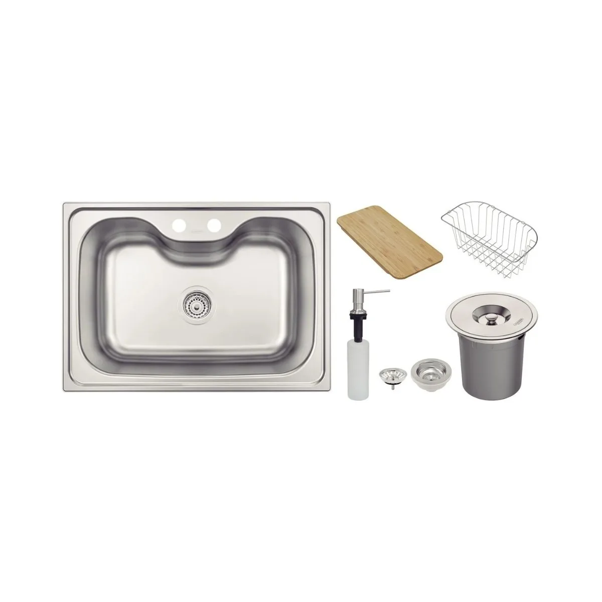 Cuba Inox Retangular de Embutir para Cozinha 69x49cm com Acessórios e Lixeira 5L Tramontina Morgana 60 FX