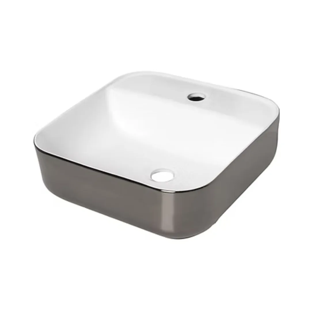 Cuba de Apoio com Mesa Quadrada 39x39cm para Banheiro Silver White Lexxa Bagno