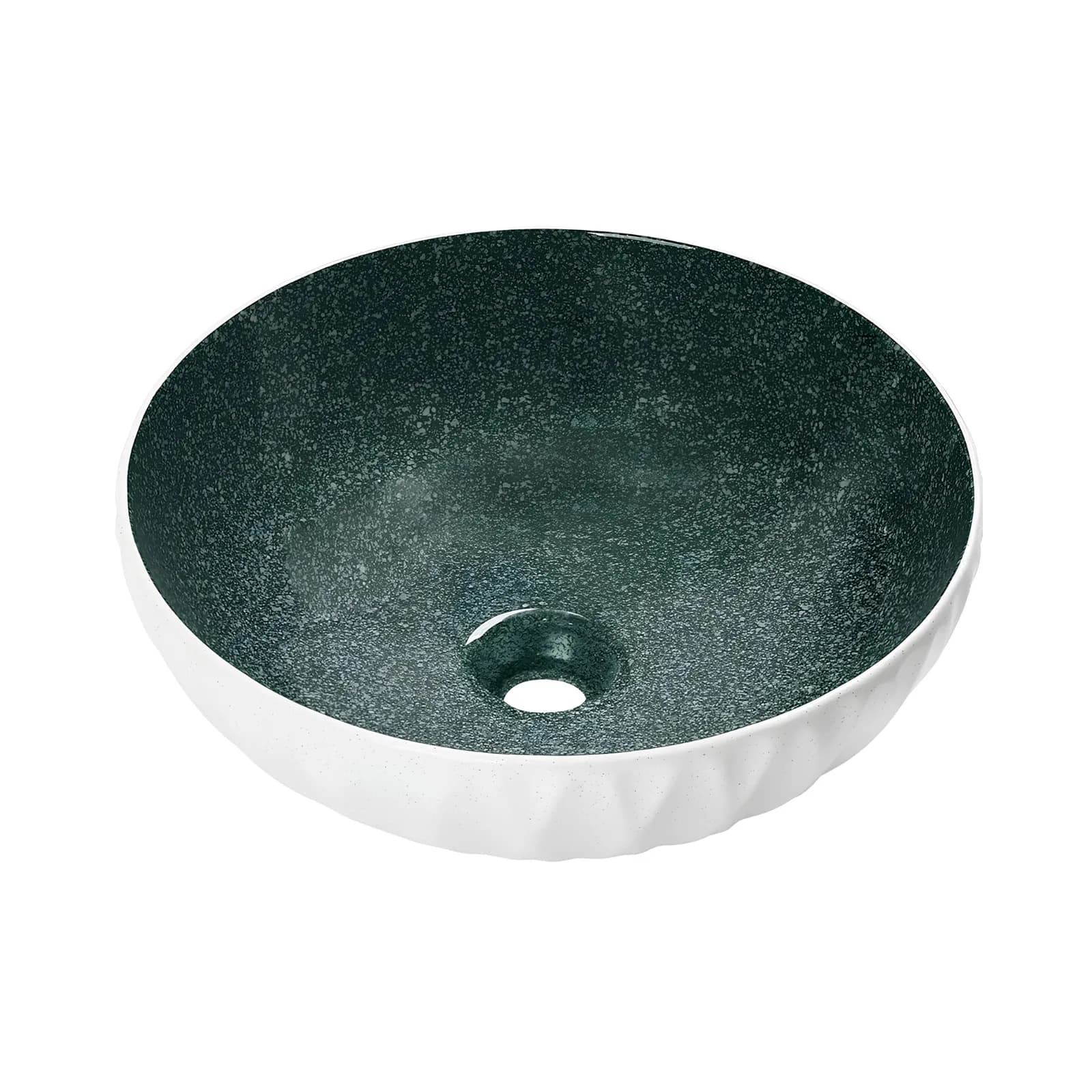 Cuba de Apoio Redonda Cerâmica Branco / Verde Lexxa Bagno LX4353
