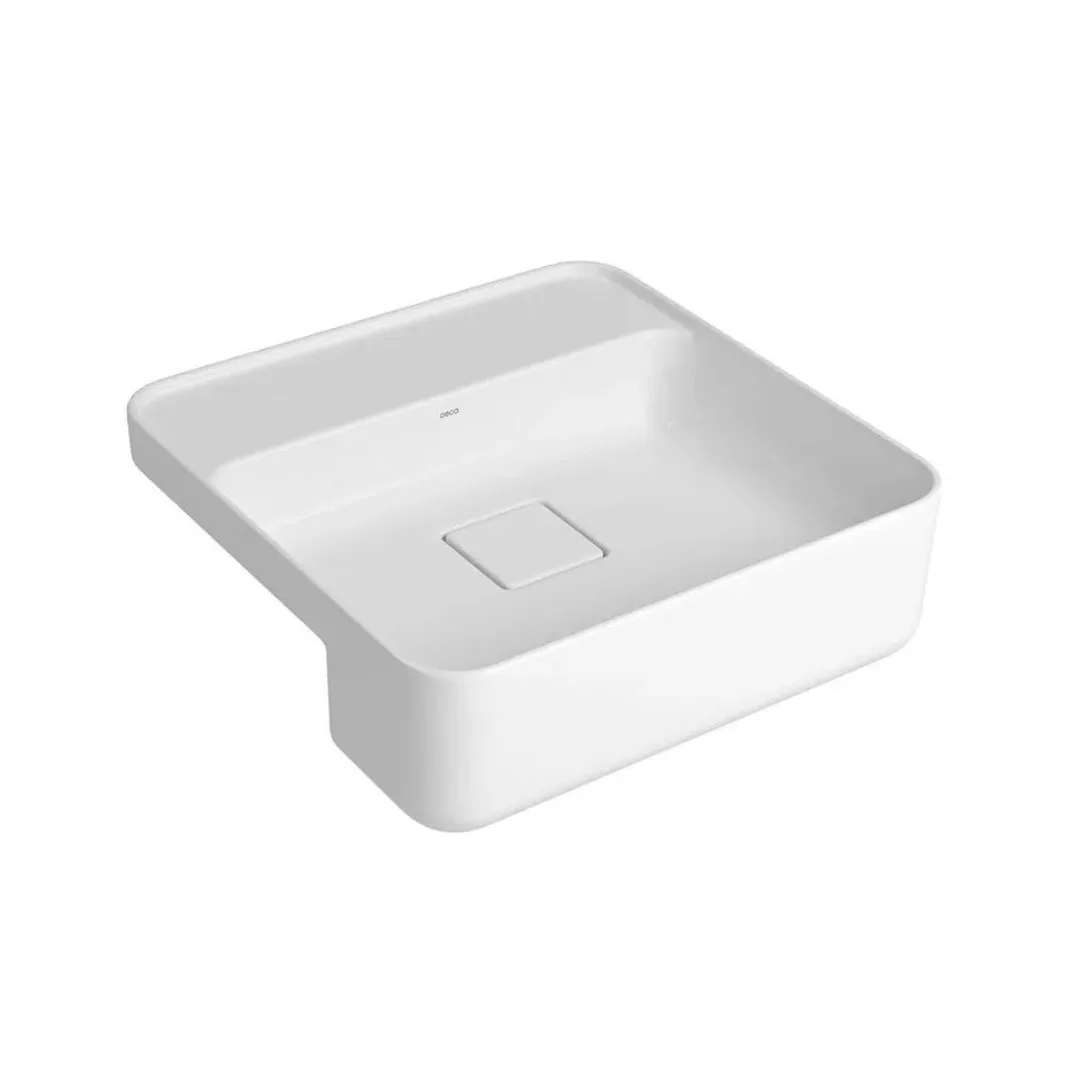 Cuba de Semiencaixe com Mesa Quadrada 40x40cm para Banheiro Branca Deca Slim