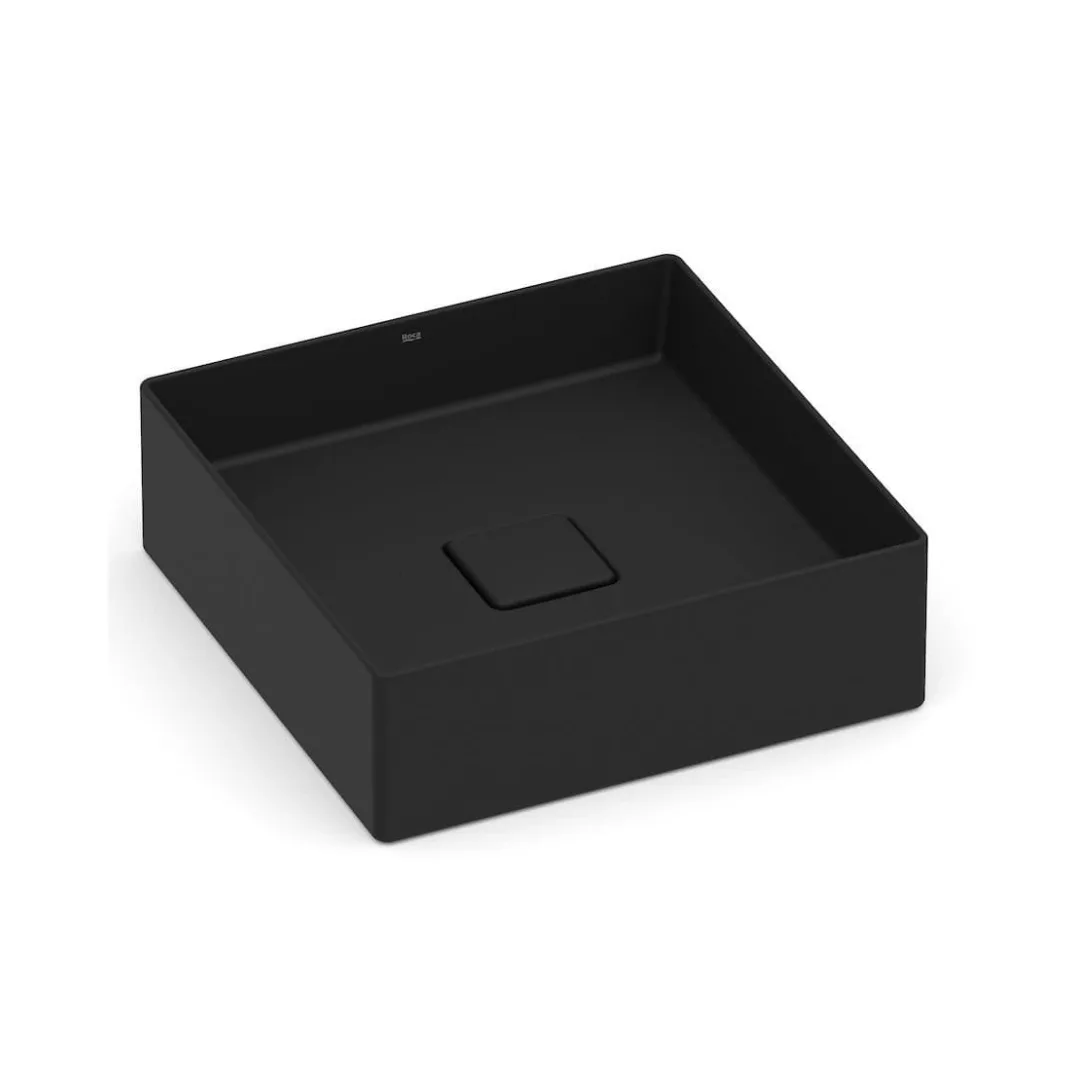 Cuba de Apoio Quadrada 35x35cm para Banheiro Black Matte Roca Terra