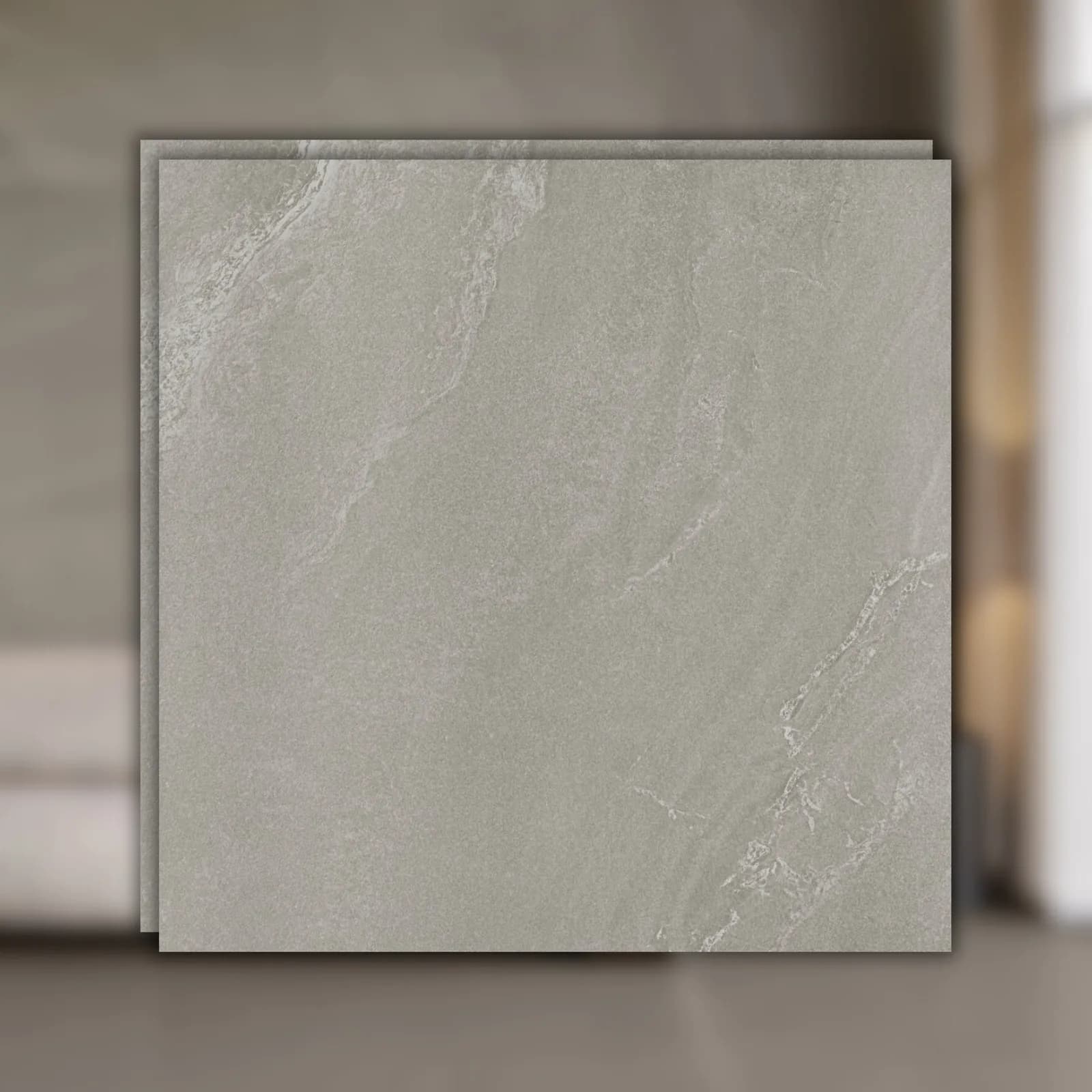 Porcelanato Cinza Acetinado 120 x 120 Decortiles Tulum Lapis 3D RET "A"