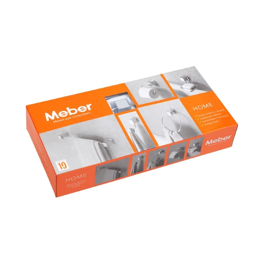 Kit Acessórios para banheiro Meber Home C 37 (5 peças) Cromado