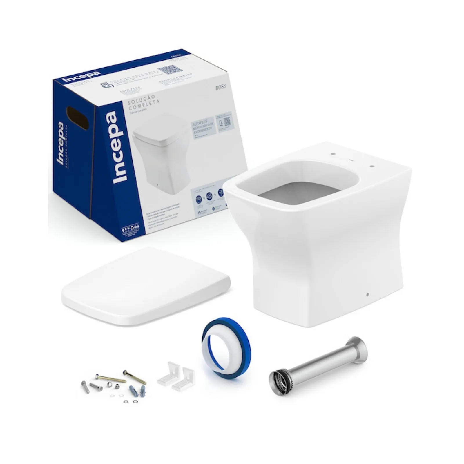 Kit De Louça Boss Branco (Termofixo) Roca Softclose e Itens de Instalação