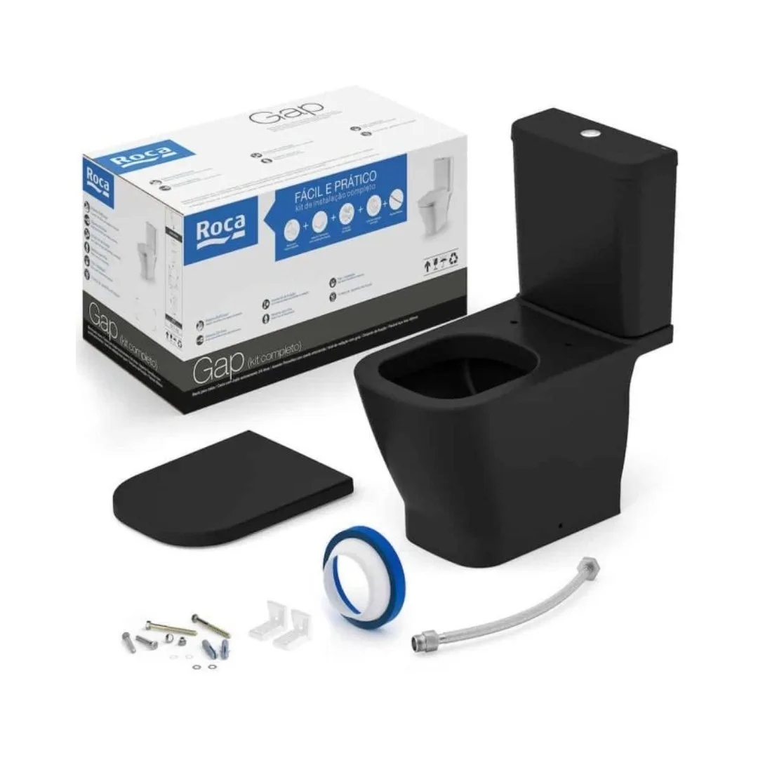 Vaso Sanitário Completo com Caixa Acoplada Roca Gap Black Matte