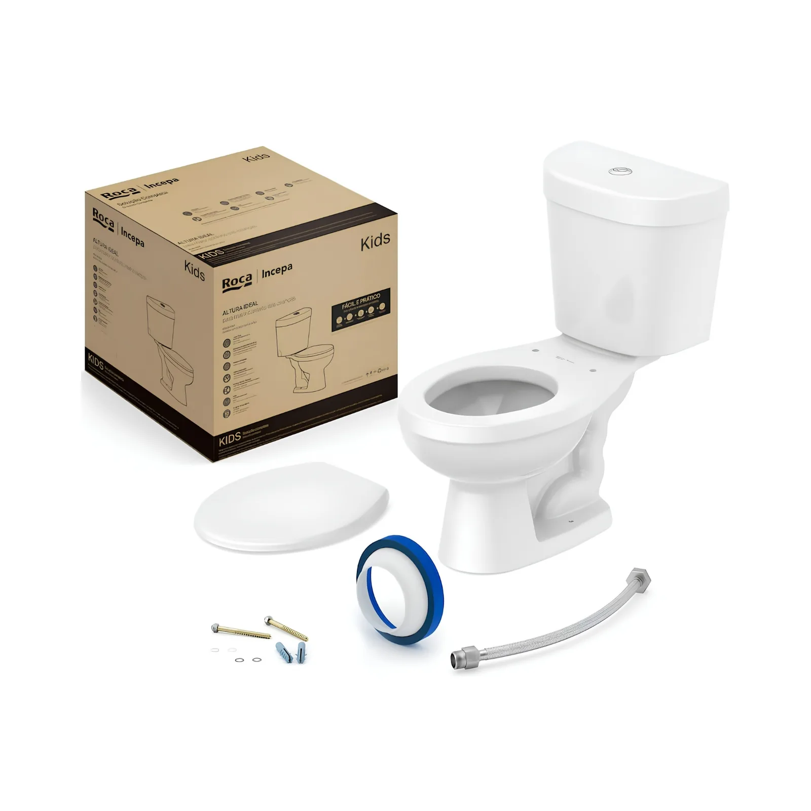 Vaso Sanitário Completo com Caixa Acoplada Branco (PP) Roca Kids