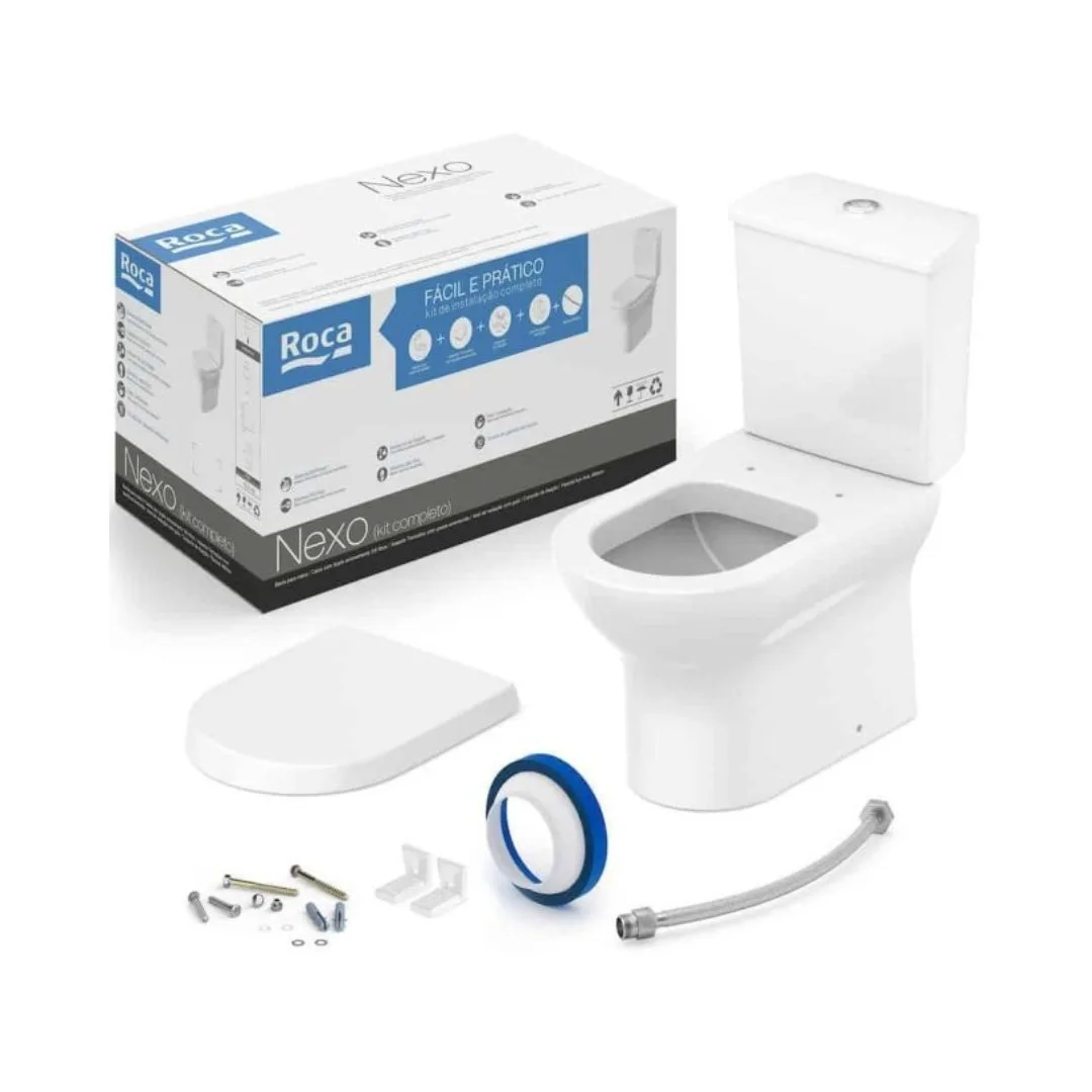 Kit de Bacia com Caixa Acoplada e Assento Termofixo Roca Nexo Branco