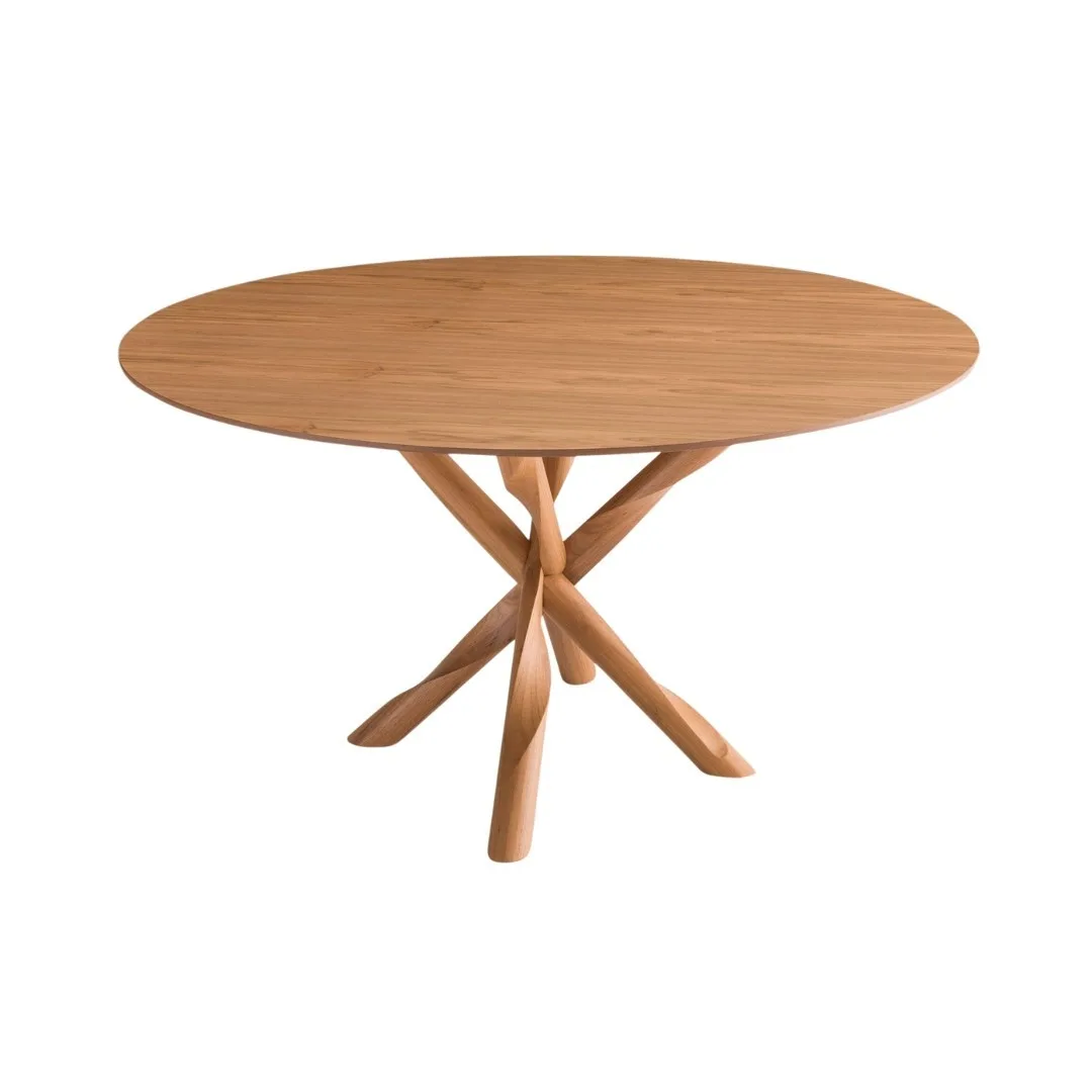 Mesa de Jantar Redonda Madeira Louro Freijó Pés Entrelaçados Ø 160 x 75 Gottems Trama