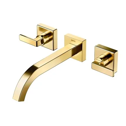 Misturador Docol para banheiro de parede Stillo ouro polido