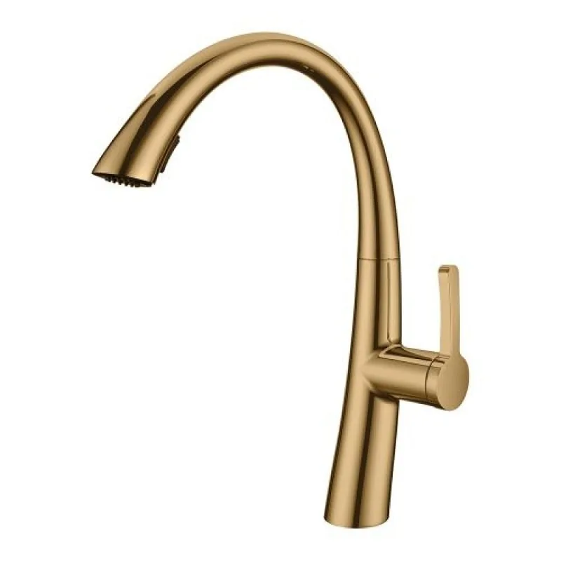 Monocomando de bancada para cozinha com Bica giratória e ducha Rubinettos Dourado