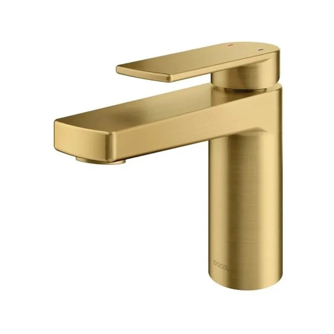 Monocomando Bica Baixa De Bancada Para Banheiro Ouro Escovado Docol Argon 1/2