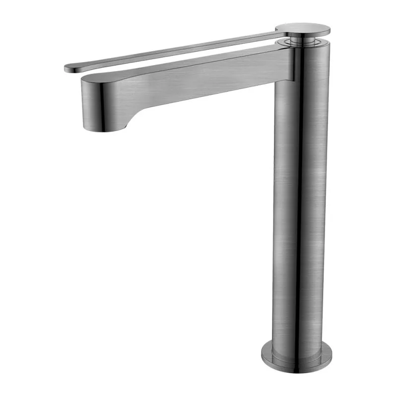 Monocomando Rubinettos para banheiro bica alta aço escovado