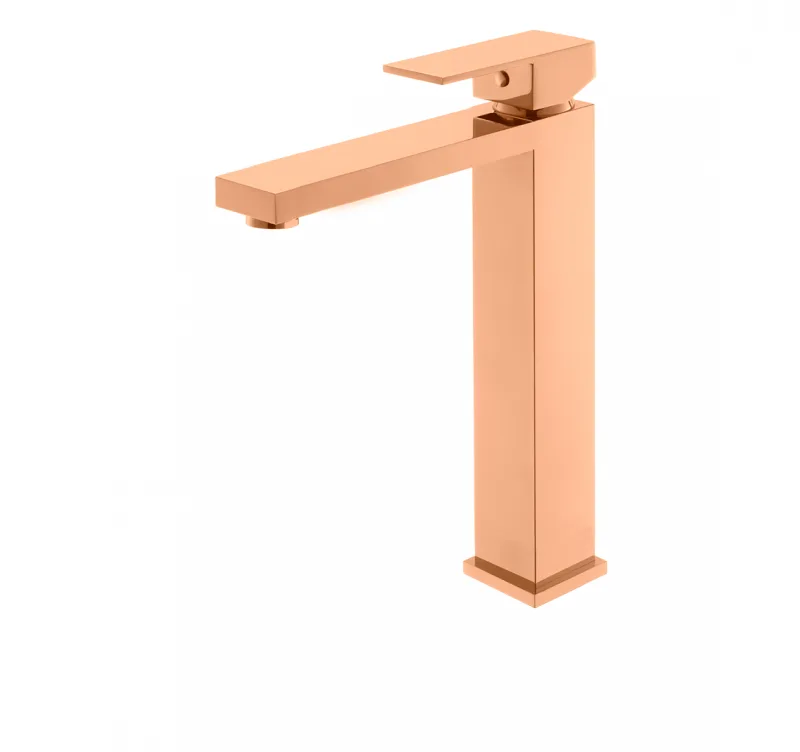 Monocomando Rubinettos Square Rosé Gold banheiro Mono 1817 Bica Alta
