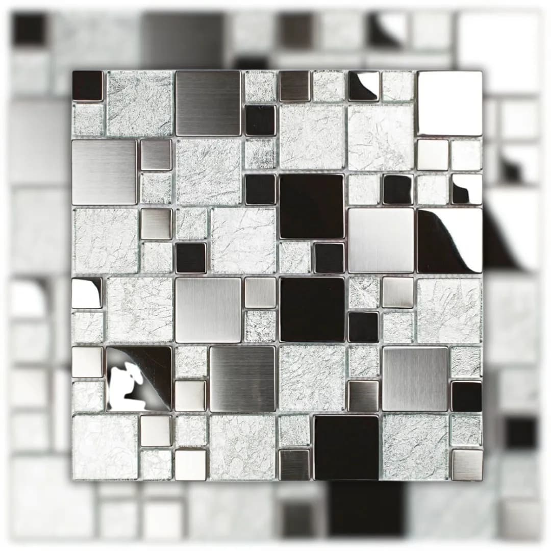 Pastilha Branca 29,8×29,8 Glass Mosaic Metal "A"