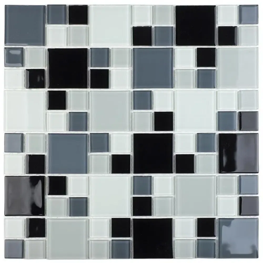 Pastilha Glass Mosaic 30x30 K2412 Branco/Cinza/Preto