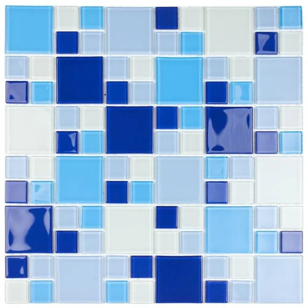 Pastilha Glass Mosaic 30x30 Branco/Azul