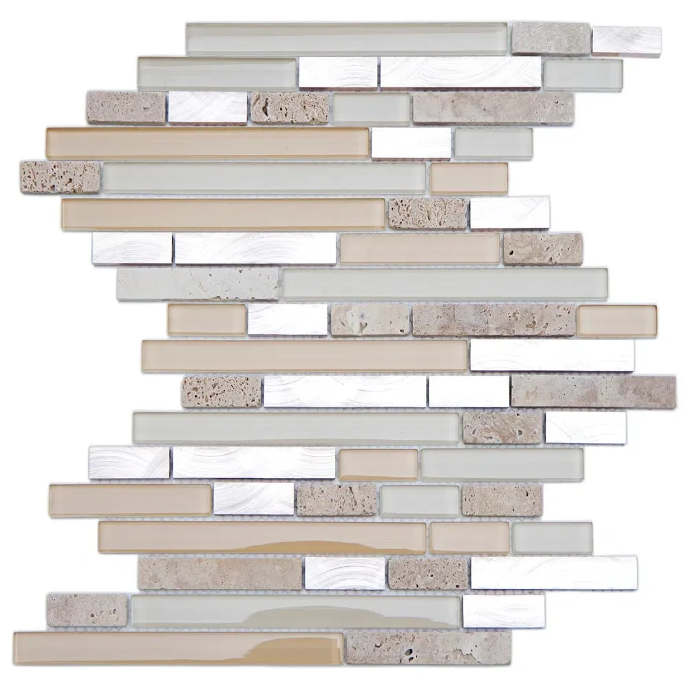 Pastilha Glass Mosaic 30x30,6 Gst04 Bege/Metal