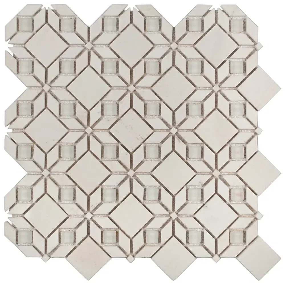 Pastilha Glass Mosaic 33x33 Mr43 Thassos/Vidro