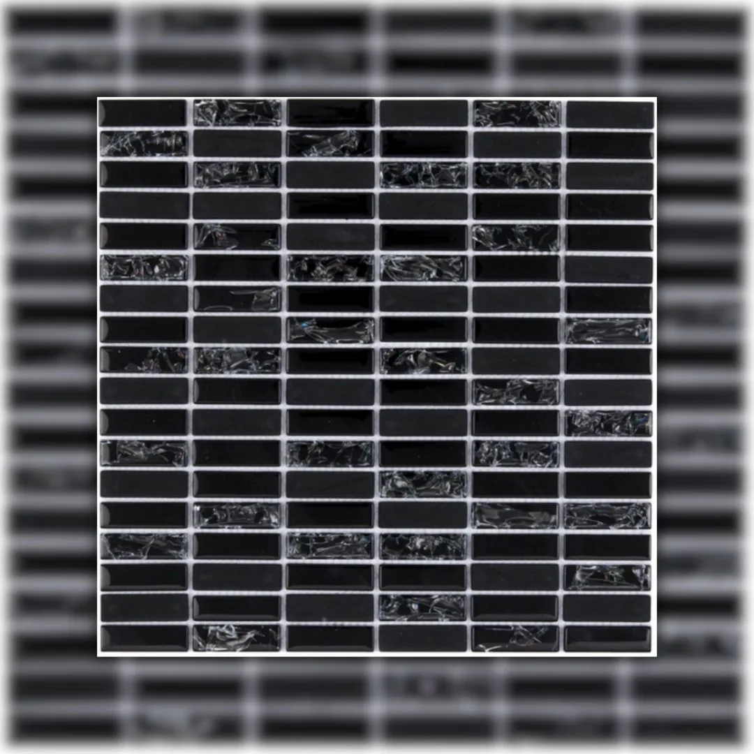 Pastilha Preta 30x30 Glass Mosaic Strip "A"