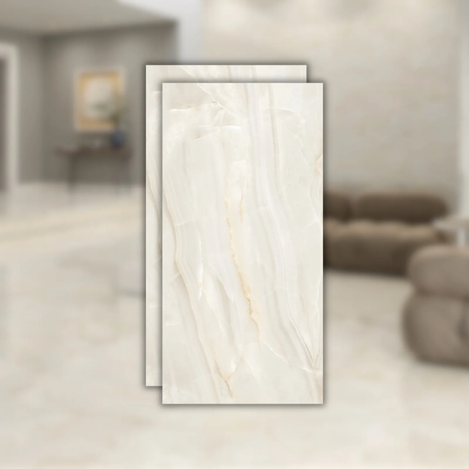 Porcelanato Marmorizado Branco Polido 62x121 Helena Concept Onix RET "A"