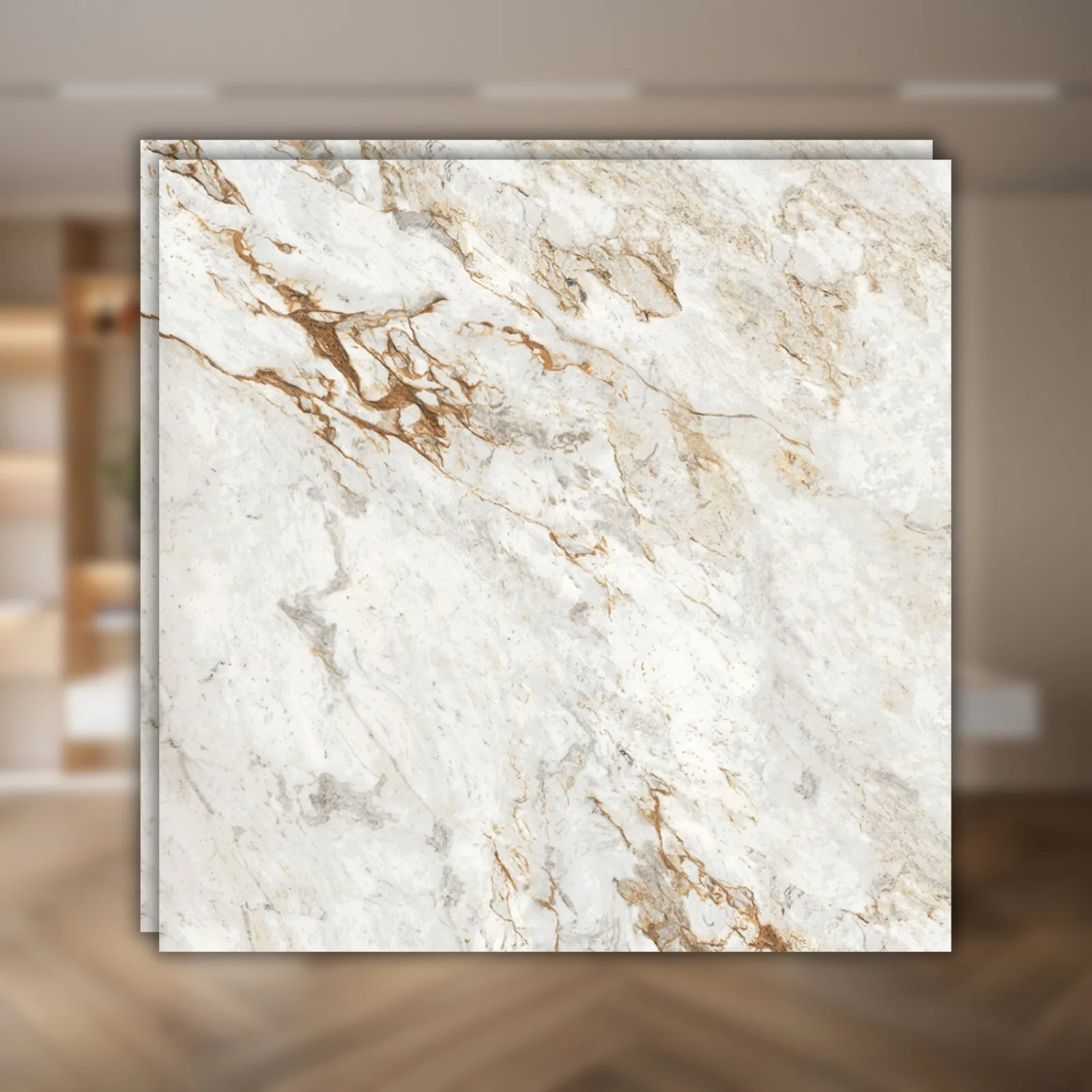 Porcelanato Branco Marmorizado 160x160 Roca Marmore Parana Lm Mc RET "A"