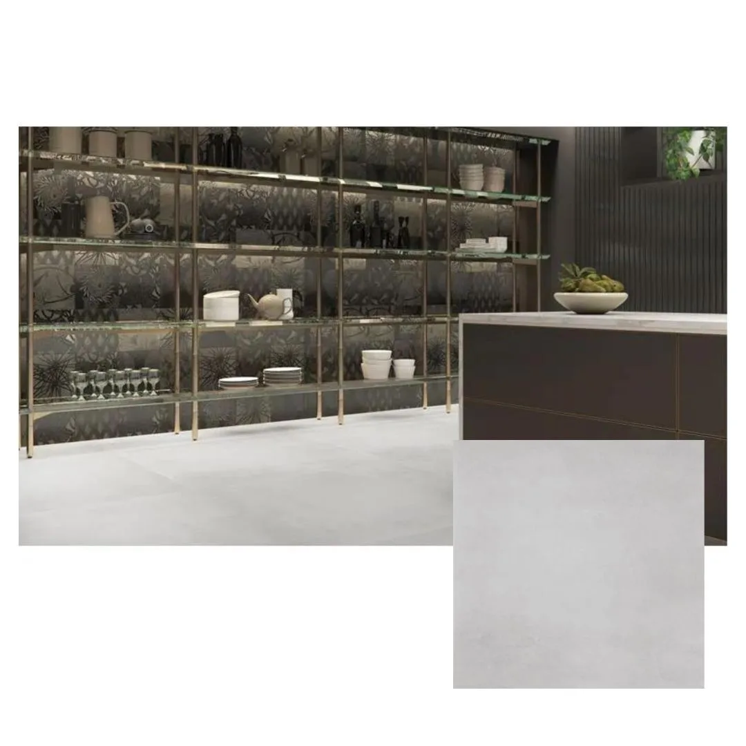 Porcelanato Cimento Acetinado 90x90 Decortiles Absolut Cimento