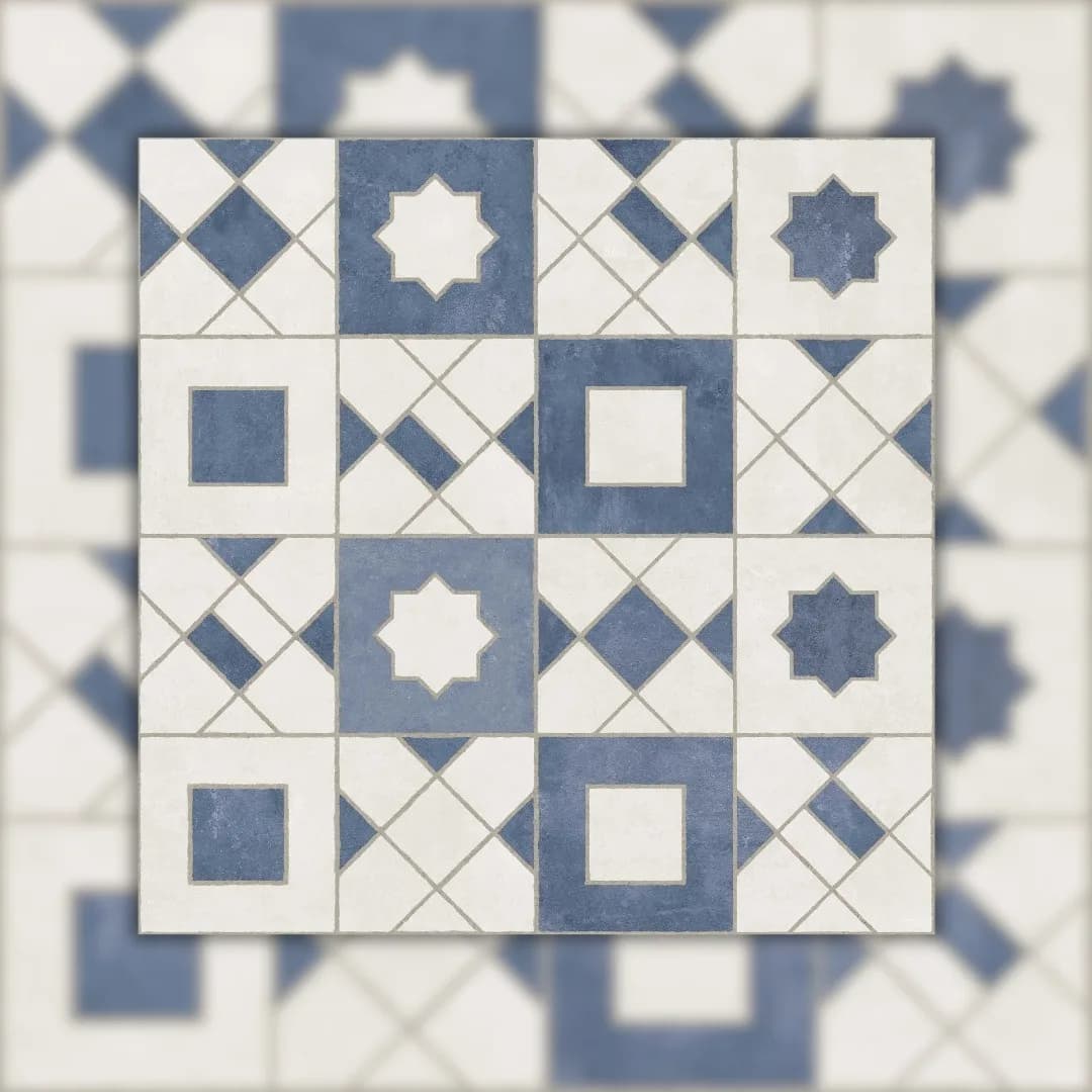 Porcelanato Decorativo Azul Hard 60x60 Ceusa Ladrilho Marroquino Bl RET "A"