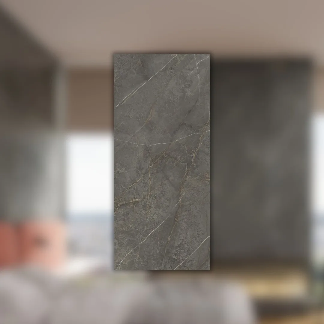 Porcelanato Marmorizado Preto Acetinado 120x270 Ceusa Port Noir RET "A"