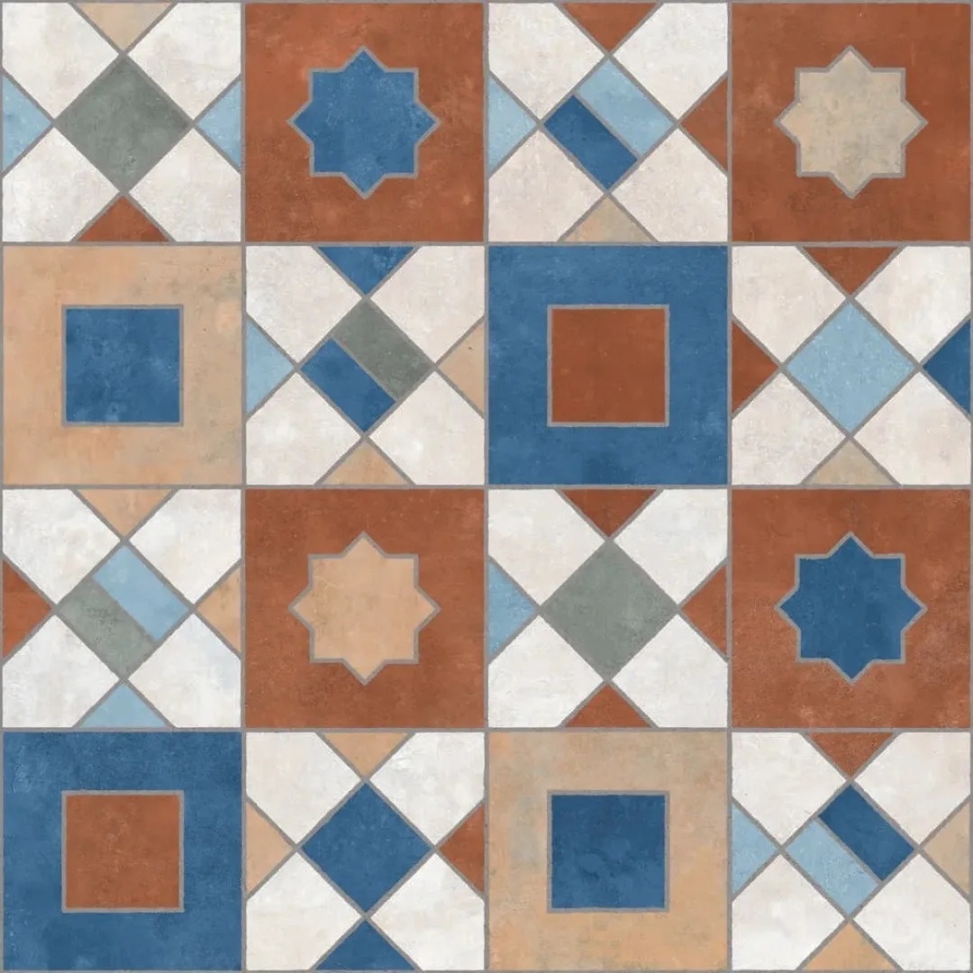 Porcelanato Multicores Natural 60x60 Ceusa Ladrilho Marroquino Mix RET "A"