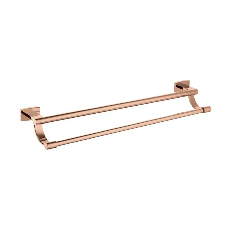 Porta Toalhas Rubinettos Organic Rosé Gold Barra Dupla 60cm