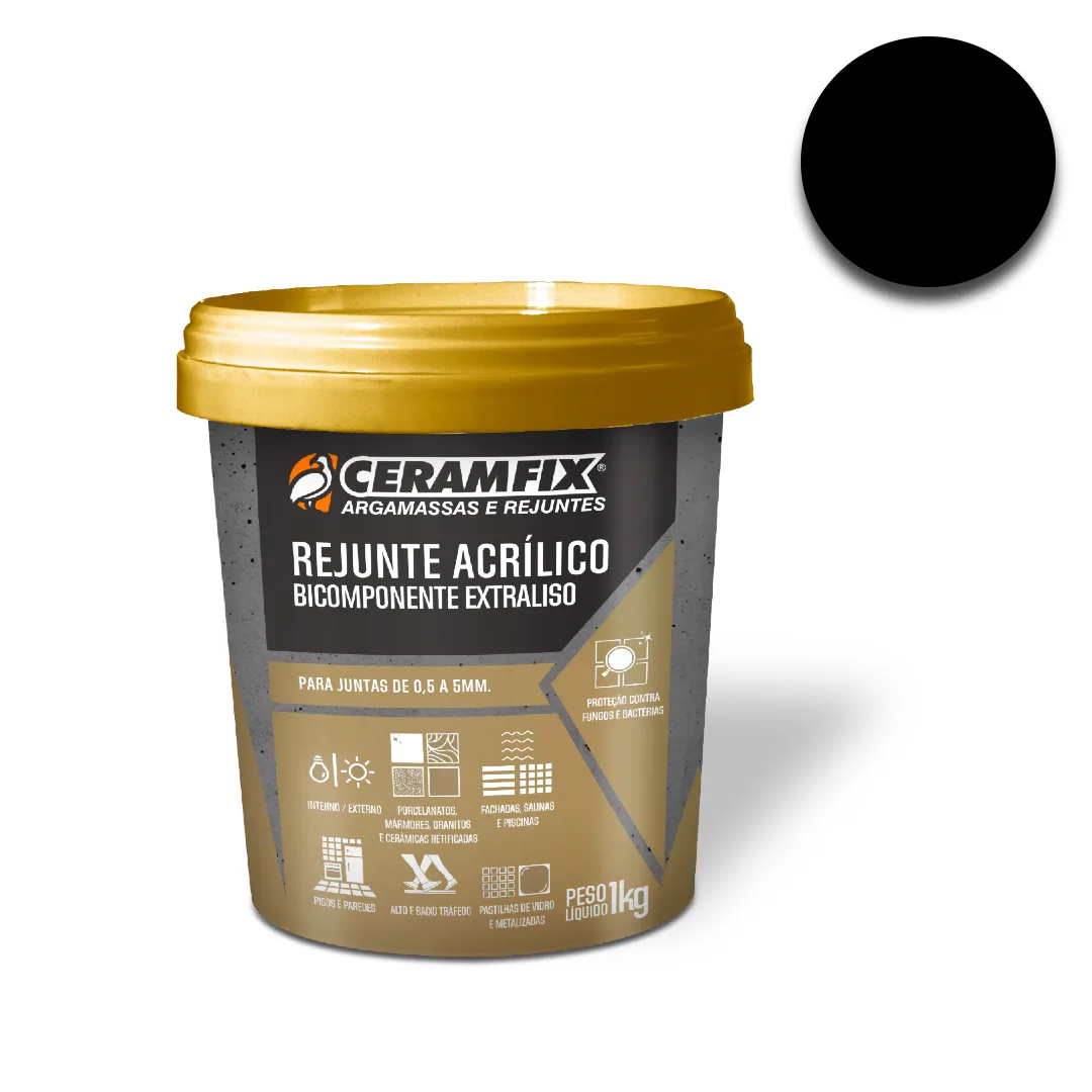 Rejunte Acrílico Ceramfix bicomponente 1kg Preto
