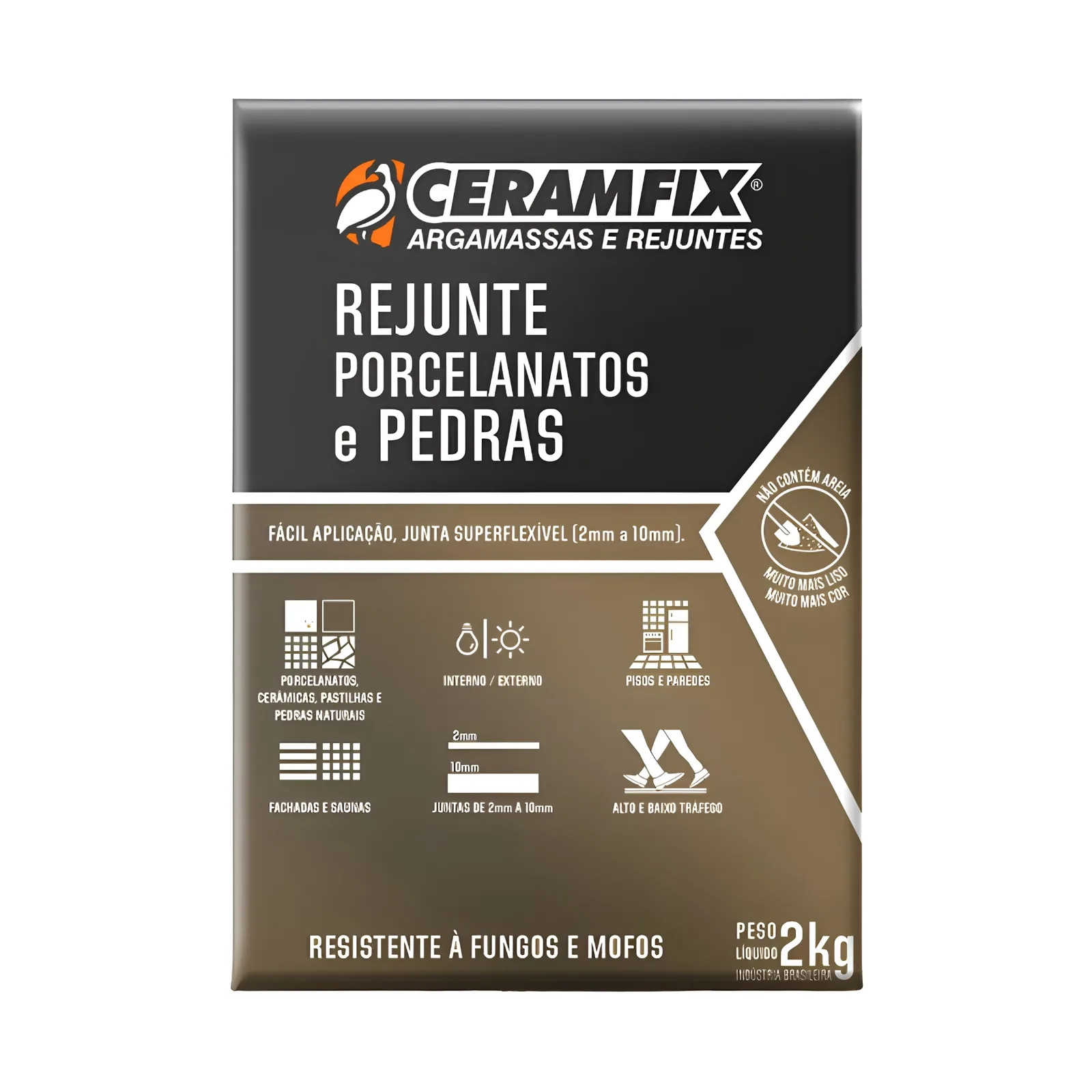 Rejunte Ceramfix Super Flex Porcelanatos Pedras Cinza 2 Kg