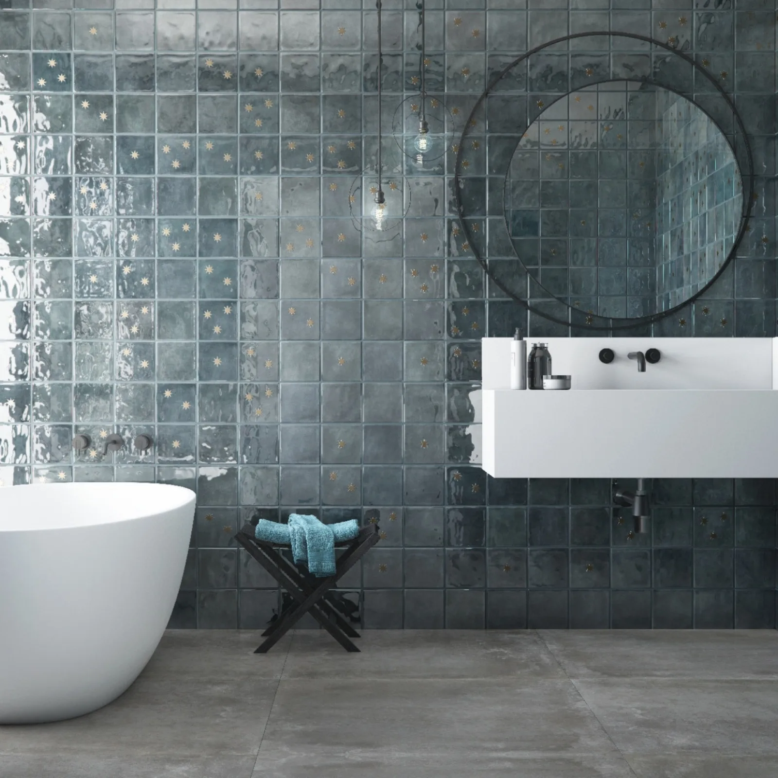 Revestimento Azul Brilhante Blue 15x15 Decortiles Marrakesh Bold "A"