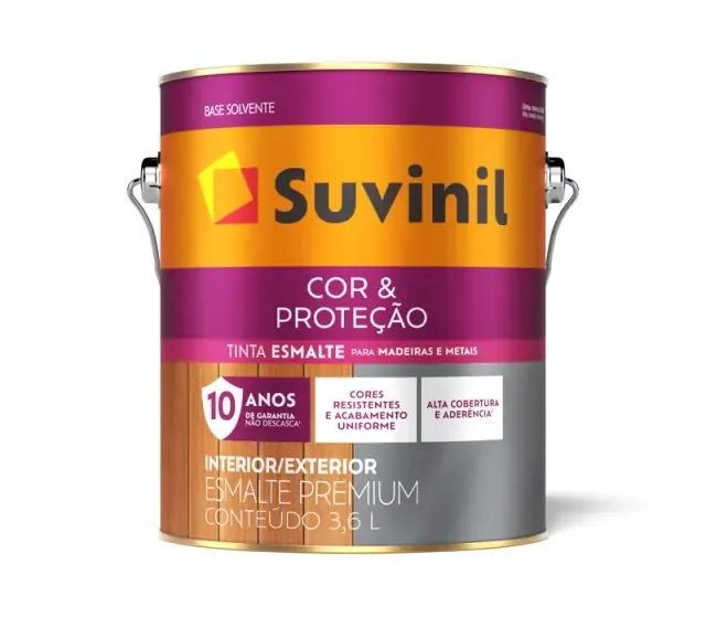 Esmalte Suvinil Cor & Proteção Acetinado Base Solvente Branco Neve 3,6L